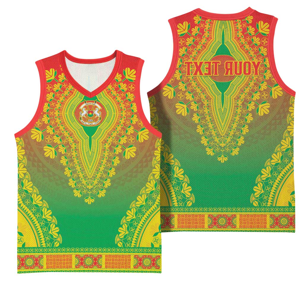 Personalized Afro Burkina Faso Basketball Jersey African Dashiki Style - African Pride