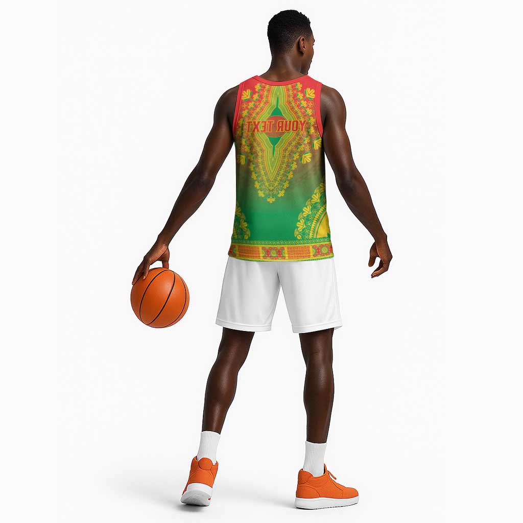 Personalized Afro Burkina Faso Basketball Jersey African Dashiki Style - African Pride