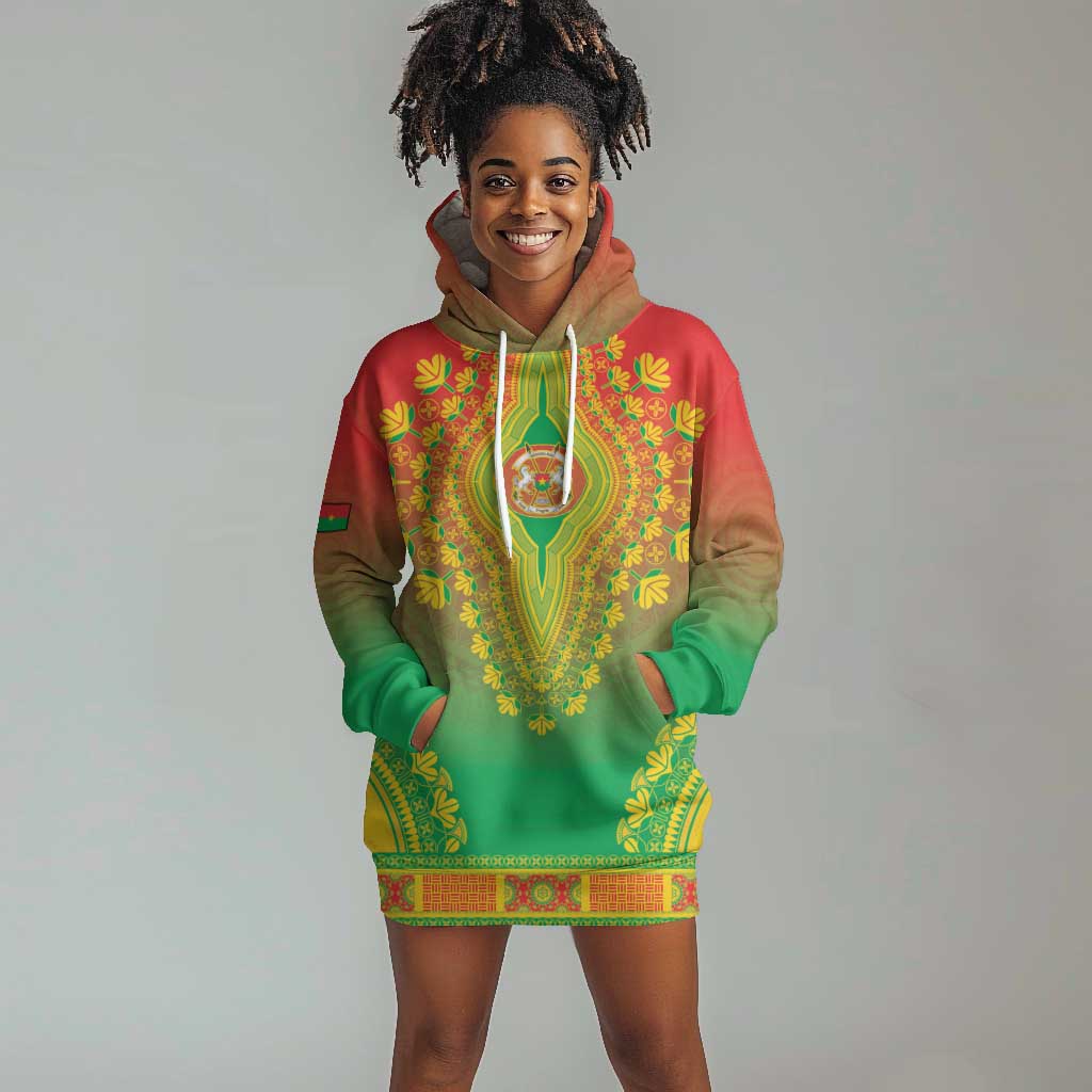 Personalized Afro Burkina Faso Hoodie Dress African Dashiki Style - African Pride