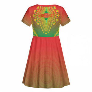 Personalized Afro Burkina Faso Kid Short Sleeve Dress African Dashiki Style - African Pride