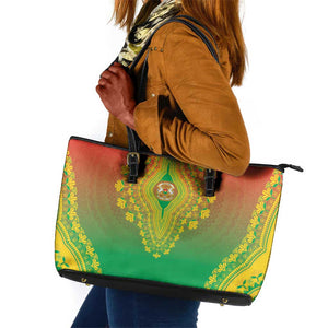Afro Burkina Faso Leather Tote Bag African Dashiki Style - African Pride