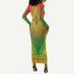 Personalized Afro Burkina Faso Long Sleeve Bodycon Dress African Dashiki Style - African Pride