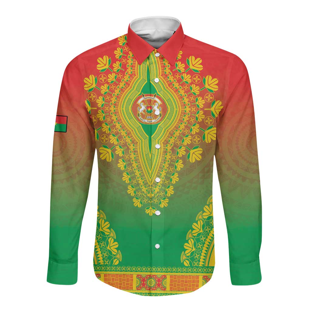 Personalized Afro Burkina Faso Long Sleeve Button Shirt African Dashiki Style - African Pride