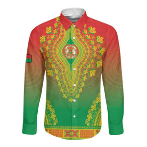 Personalized Afro Burkina Faso Long Sleeve Button Shirt African Dashiki Style - African Pride