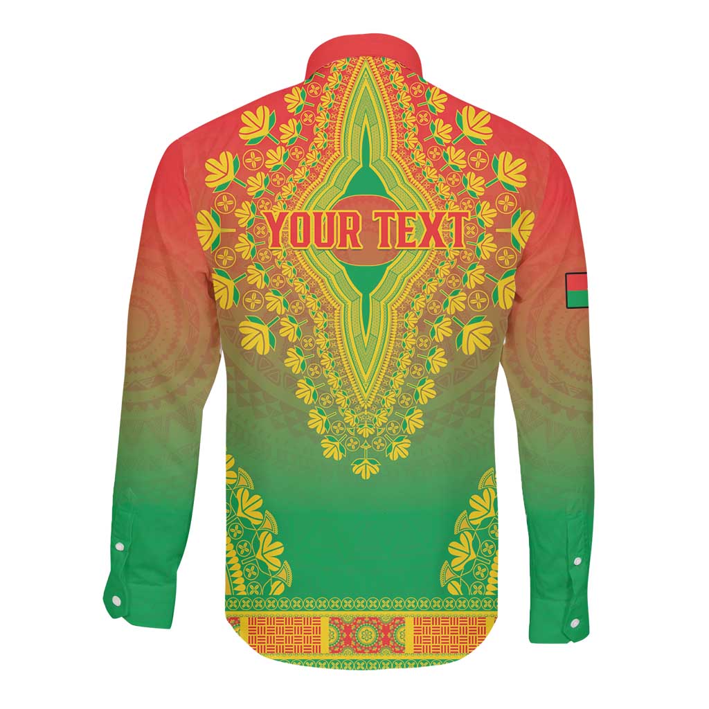 Personalized Afro Burkina Faso Long Sleeve Button Shirt African Dashiki Style - African Pride