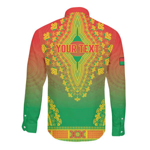 Personalized Afro Burkina Faso Long Sleeve Button Shirt African Dashiki Style - African Pride