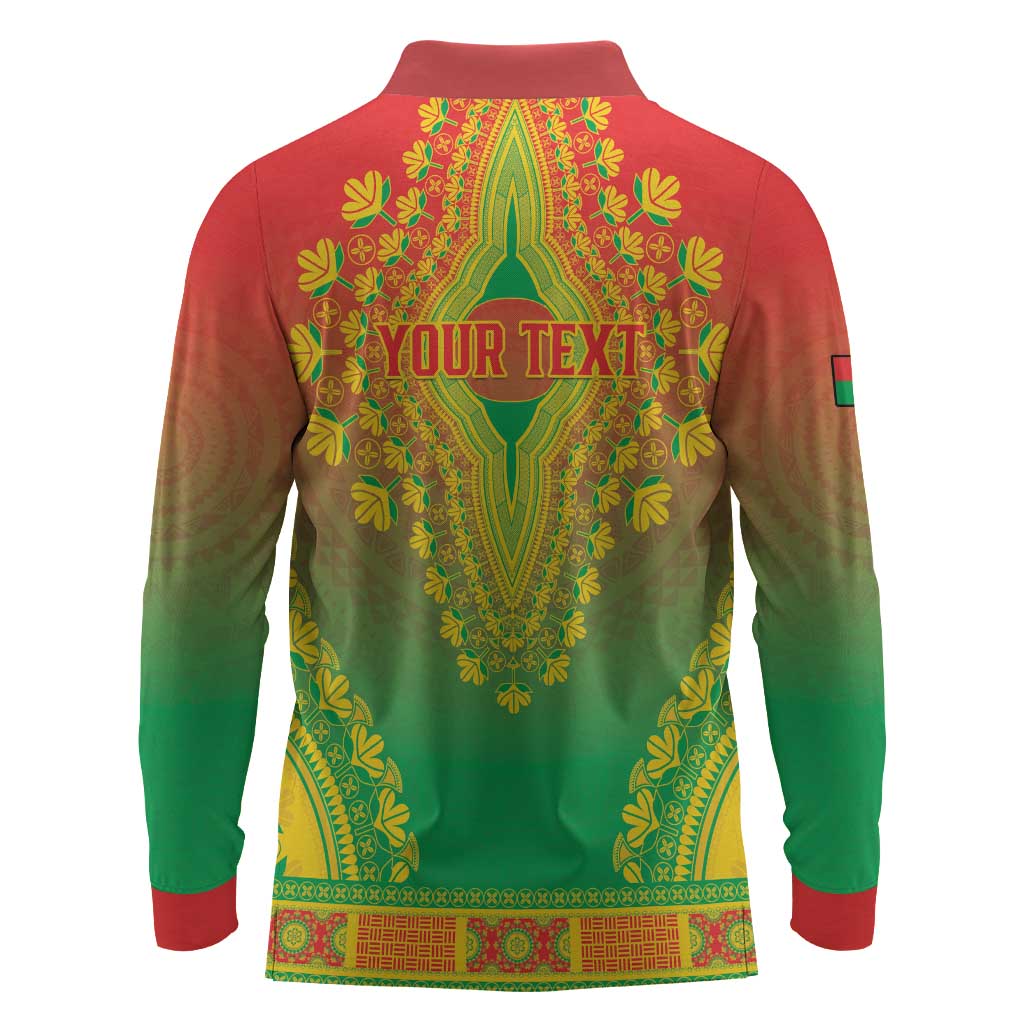Personalized Afro Burkina Faso Long Sleeve Polo Shirt African Dashiki Style - African Pride