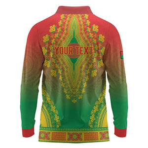 Personalized Afro Burkina Faso Long Sleeve Polo Shirt African Dashiki Style - African Pride