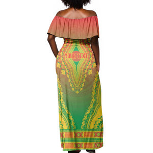 Personalized Afro Burkina Faso Off Shoulder Maxi Dress African Dashiki Style - African Pride