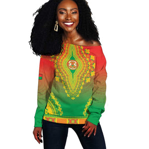 Personalized Afro Burkina Faso Off Shoulder Sweater African Dashiki Style - African Pride