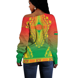 Personalized Afro Burkina Faso Off Shoulder Sweater African Dashiki Style - African Pride