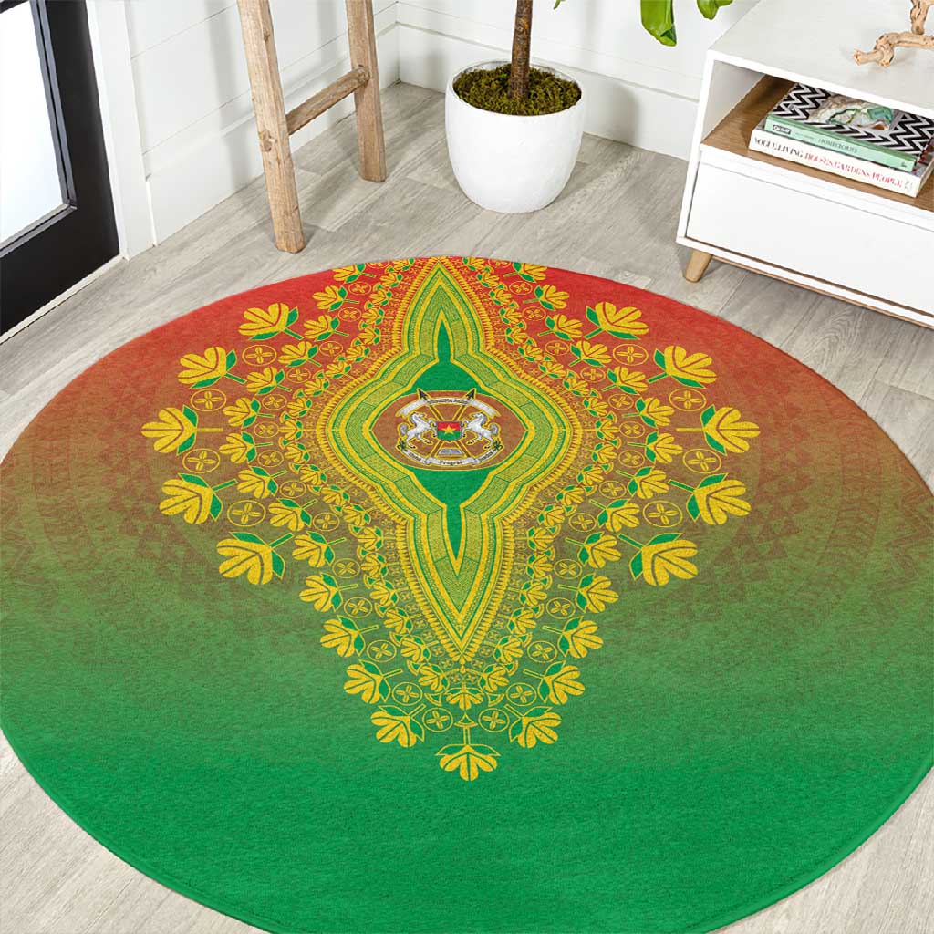Afro Burkina Faso Round Carpet African Dashiki Style - African Pride