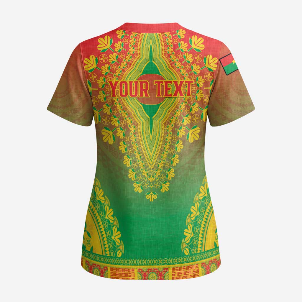 Personalized Burkina Faso African Dashiki Scrub Top - African Pride