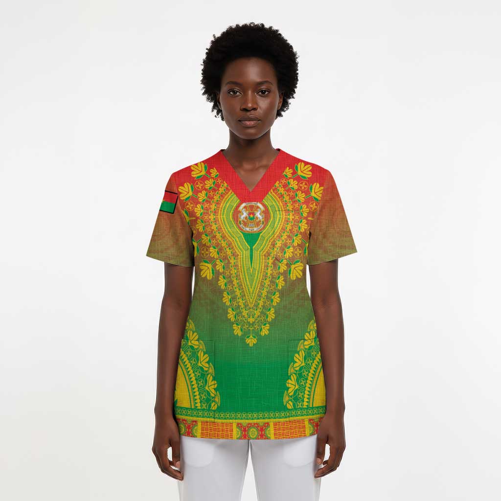 Personalized Burkina Faso African Dashiki Scrub Top - African Pride