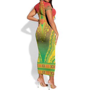 Personalized Afro Burkina Faso Short Sleeve Bodycon Dress African Dashiki Style - African Pride
