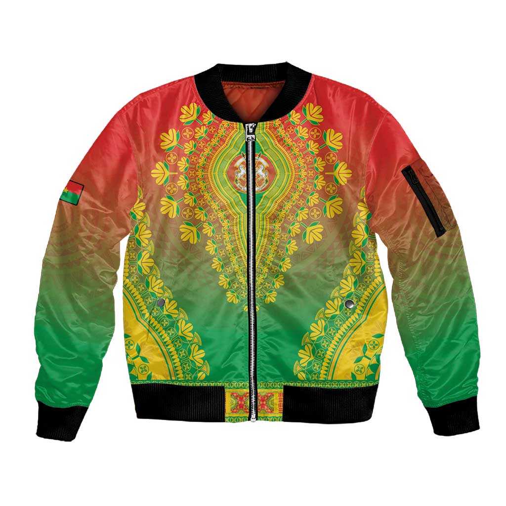 Personalized Afro Burkina Faso Sleeve Zip Bomber Jacket African Dashiki Style - African Pride