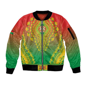 Personalized Afro Burkina Faso Sleeve Zip Bomber Jacket African Dashiki Style - African Pride