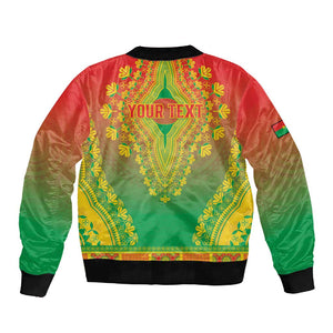 Personalized Afro Burkina Faso Sleeve Zip Bomber Jacket African Dashiki Style - African Pride
