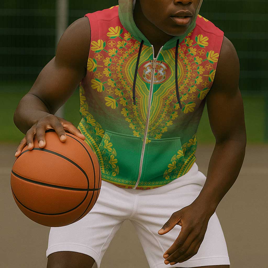 Personalized Afro Burkina Faso Sleeveless Zip Hoodie African Dashiki Style - African Pride
