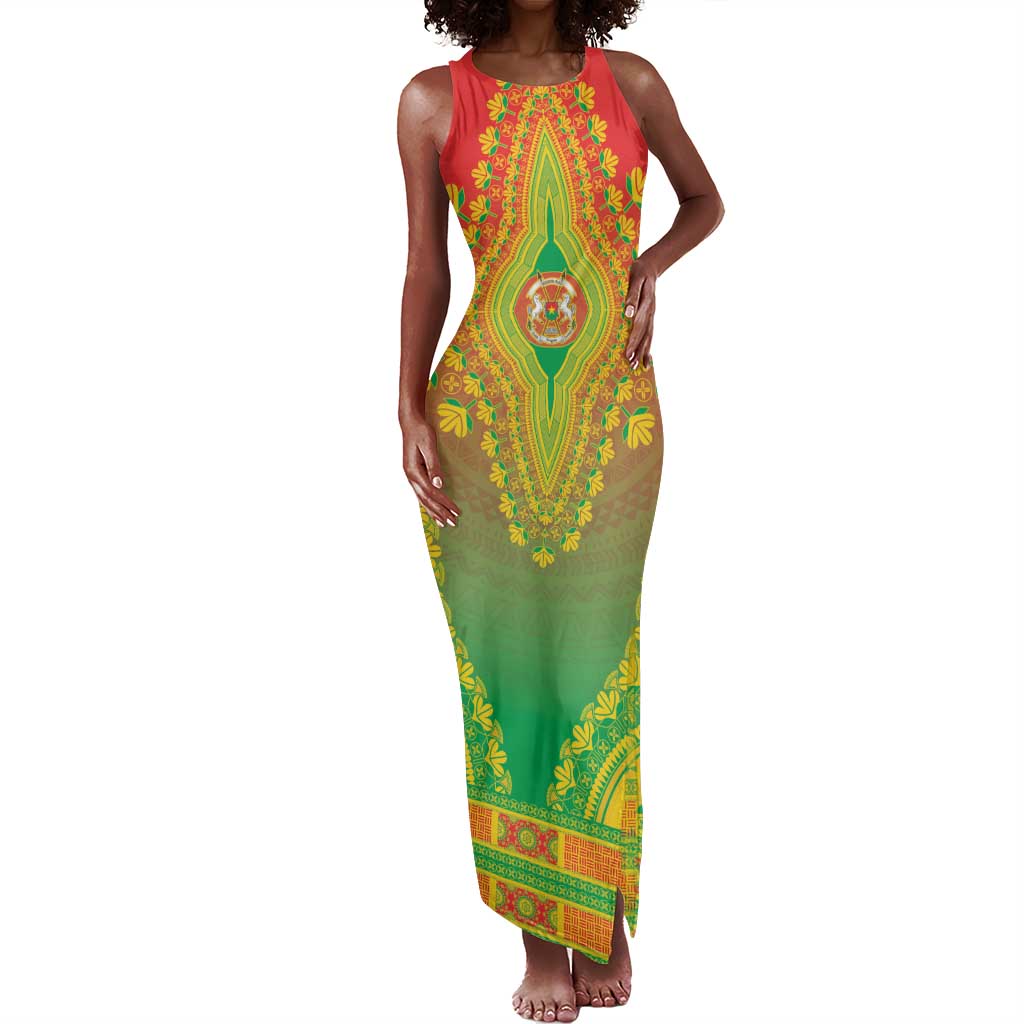 Personalized Afro Burkina Faso Tank Maxi Dress African Dashiki Style - African Pride