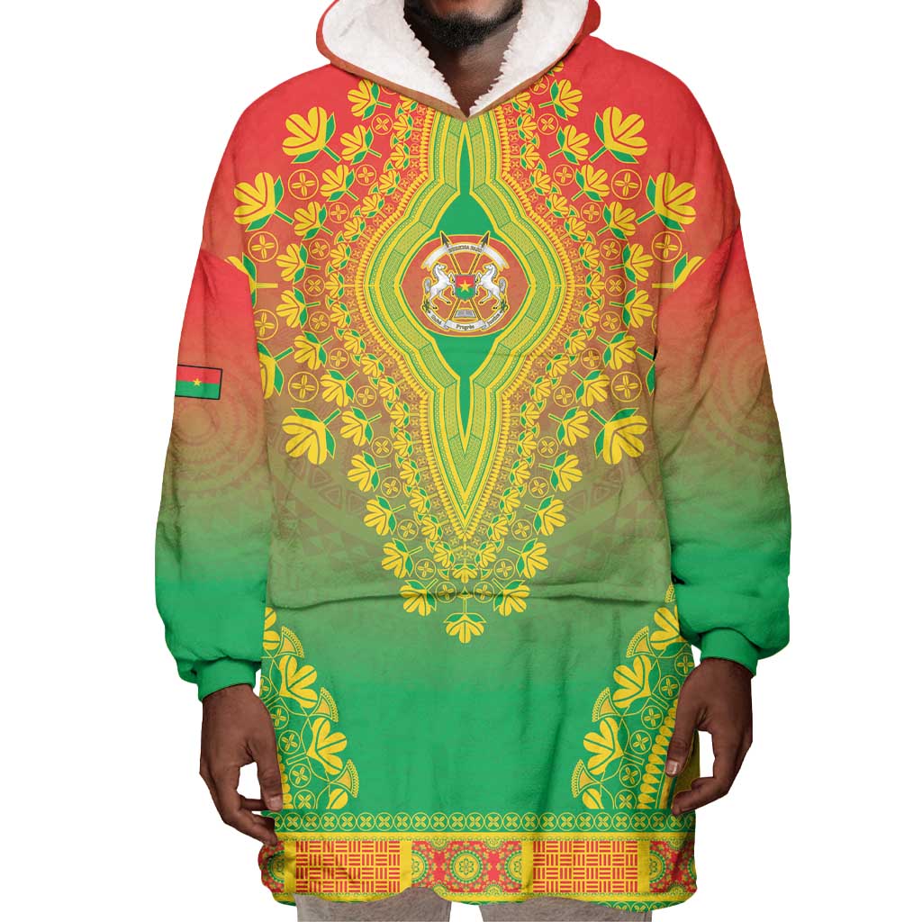 Personalized Afro Burkina Faso Wearable Blanket Hoodie African Dashiki Style - African Pride