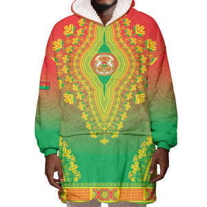 Personalized Afro Burkina Faso Wearable Blanket Hoodie African Dashiki Style - African Pride