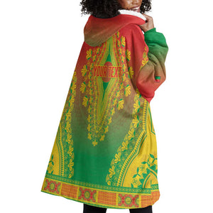 Personalized Afro Burkina Faso Wearable Blanket Hoodie African Dashiki Style - African Pride
