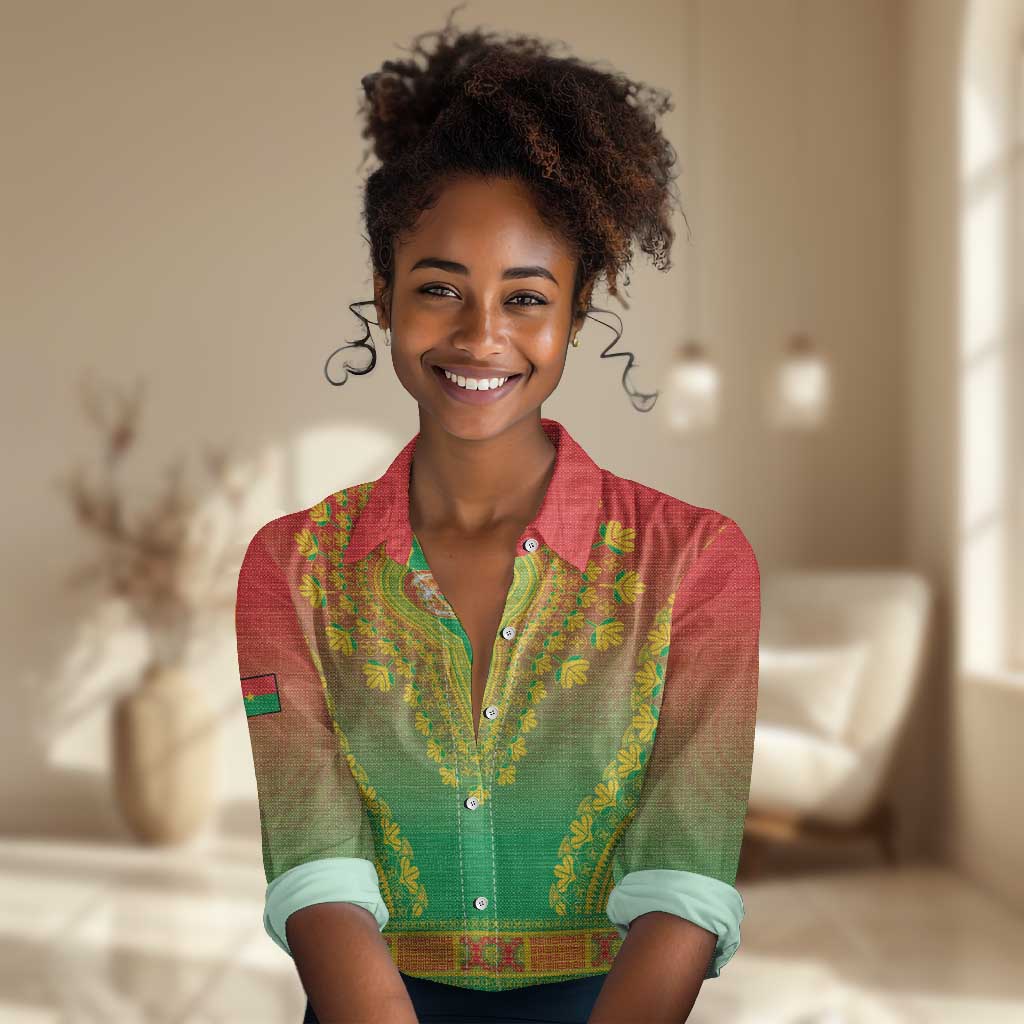 Personalized Afro Burkina Faso Women Casual Shirt African Dashiki Style - African Pride