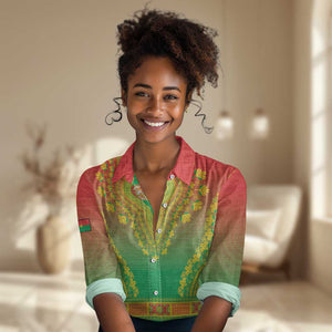 Personalized Afro Burkina Faso Women Casual Shirt African Dashiki Style - African Pride