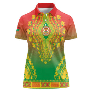 Personalized Afro Burkina Faso Women Polo Shirt African Dashiki Style - African Pride