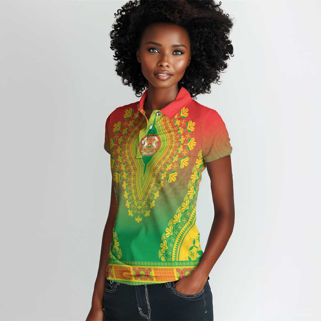 Personalized Afro Burkina Faso Women Polo Shirt African Dashiki Style - African Pride