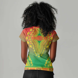 Personalized Afro Burkina Faso Women V-Neck T-Shirt African Dashiki Style - African Pride