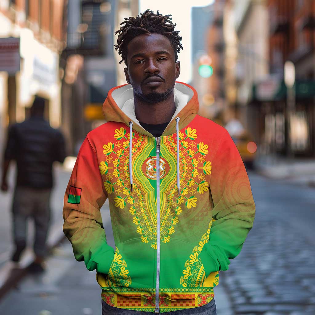 Personalized Afro Burkina Faso Zip Hoodie African Dashiki Style - African Pride
