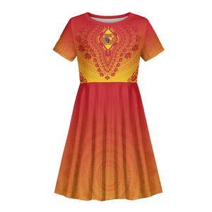 Personalized Afro Cameroon Kid Short Sleeve Dress African Dashiki Style - African Pride