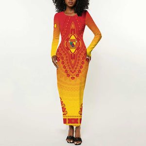Personalized Afro Cameroon Long Sleeve Bodycon Dress African Dashiki Style - African Pride