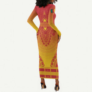 Personalized Afro Cameroon Long Sleeve Bodycon Dress African Dashiki Style - African Pride