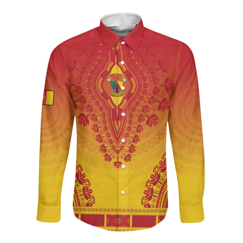 Personalized Afro Cameroon Long Sleeve Button Shirt African Dashiki Style - African Pride