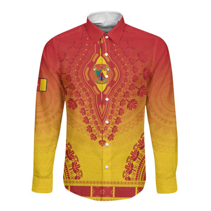 Personalized Afro Cameroon Long Sleeve Button Shirt African Dashiki Style - African Pride