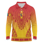 Personalized Afro Cameroon Long Sleeve Polo Shirt African Dashiki Style - African Pride