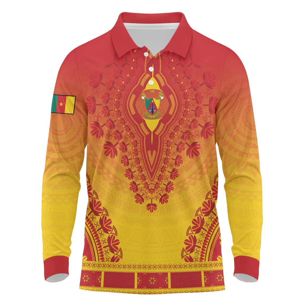 Personalized Afro Cameroon Long Sleeve Polo Shirt African Dashiki Style - African Pride