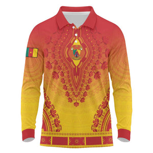 Personalized Afro Cameroon Long Sleeve Polo Shirt African Dashiki Style - African Pride