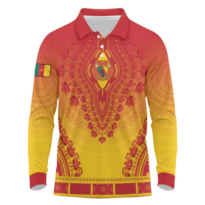 Personalized Afro Cameroon Long Sleeve Polo Shirt African Dashiki Style - African Pride