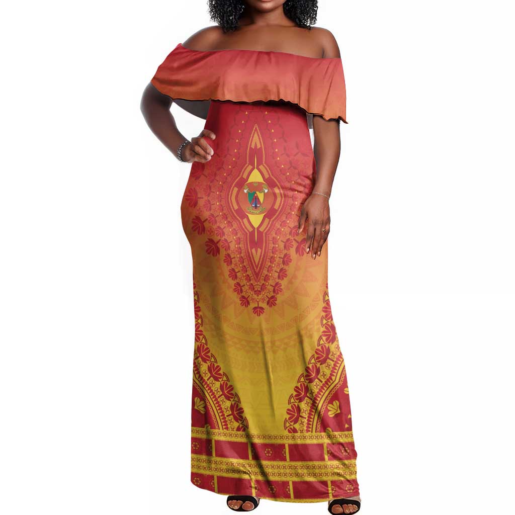 Personalized Afro Cameroon Off Shoulder Maxi Dress African Dashiki Style - African Pride