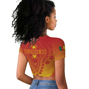 Personalized Afro Cameroon Raglan Cropped T shirt African Dashiki Style - African Pride