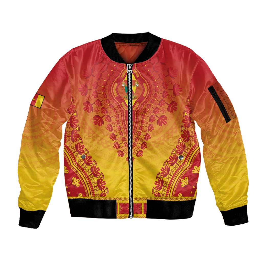 Personalized Afro Cameroon Sleeve Zip Bomber Jacket African Dashiki Style - African Pride