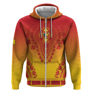 Personalized Afro Cameroon Zip Hoodie African Dashiki Style - African Pride