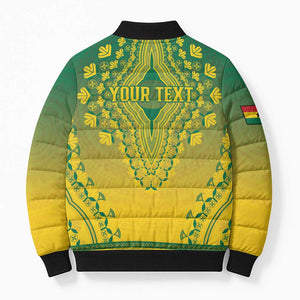 Personalized Ghana African Dashiki Bomber Puffer Jacket