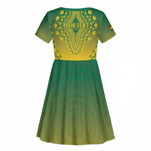 Personalized Afro Ghana Kid Short Sleeve Dress African Dashiki Style - African Pride