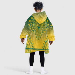 Personalized Afro Ghana Kid Wearable Blanket Hoodie African Dashiki Style - African Pride