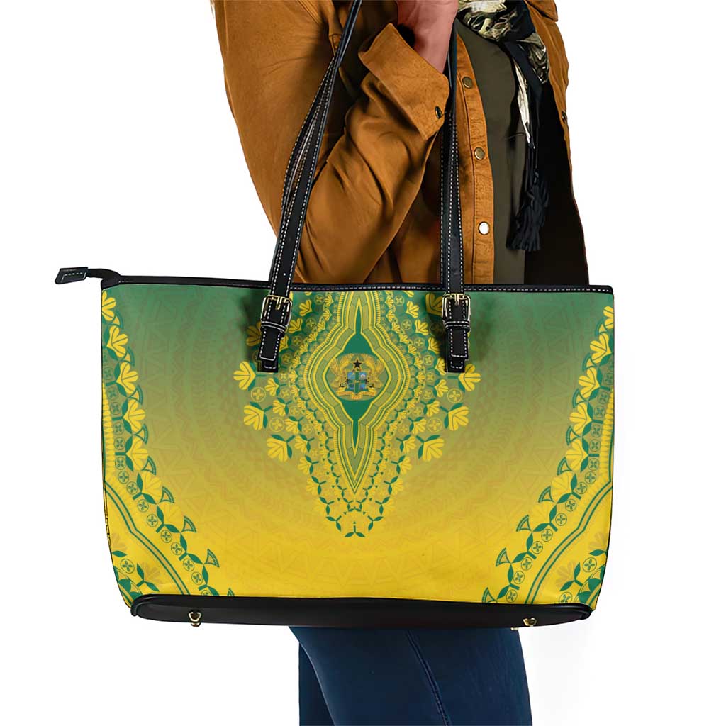 Afro Ghana Leather Tote Bag African Dashiki Style - African Pride